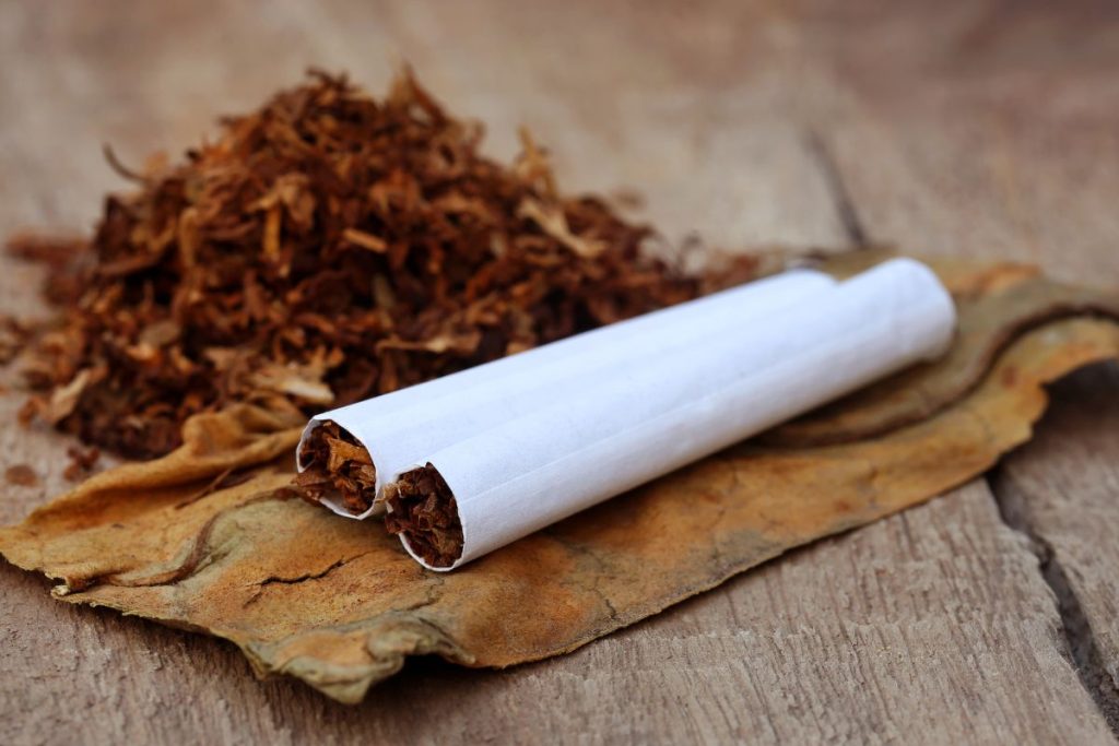 Hojas de tabaco en varias presentaciones.